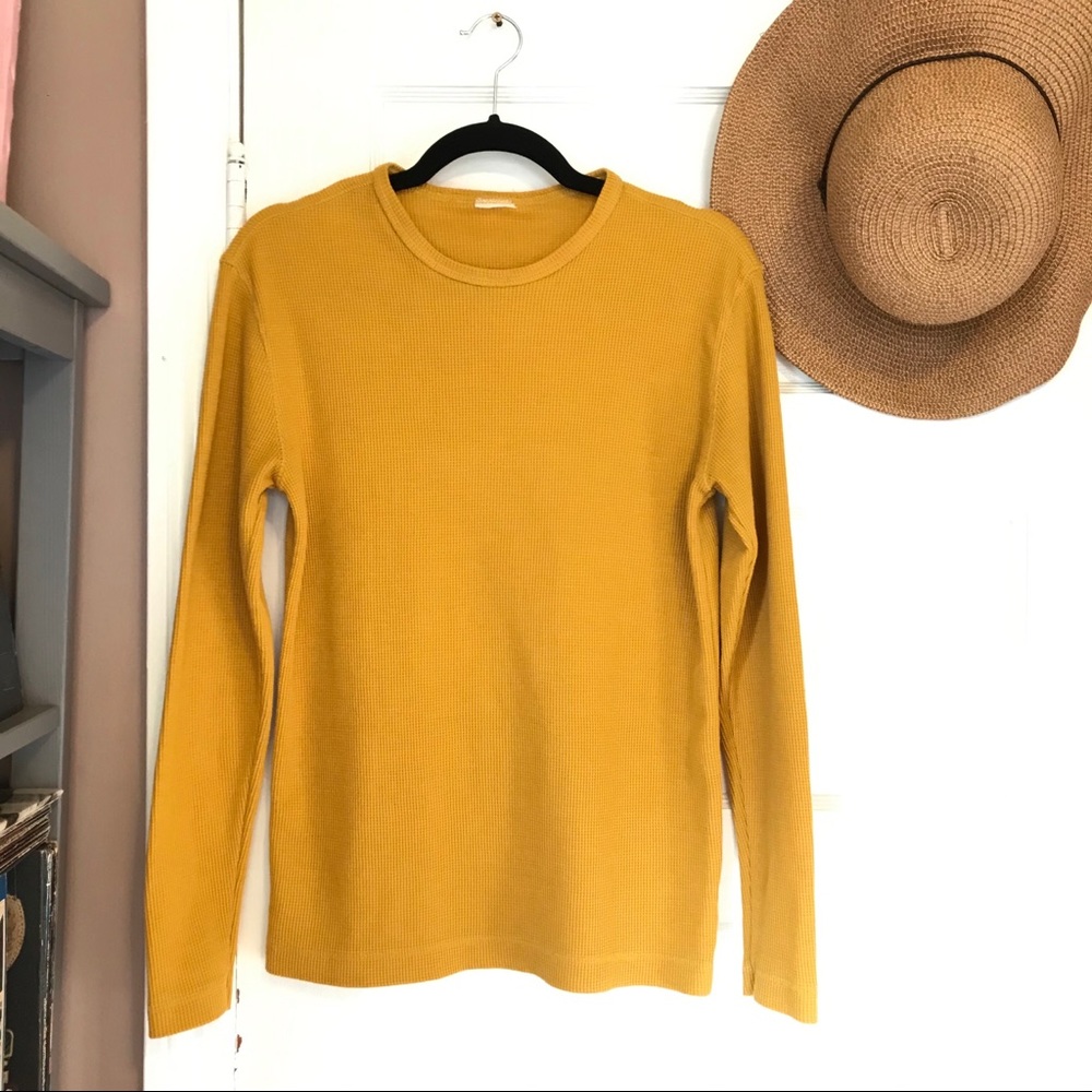 2 for $10 Mustard Waffle Thermal Long Sleeve - Picture 2 of 7